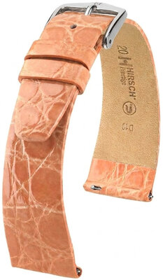 Leder-Uhrenarmband Hirsch Prestige L 02208022-2, orange, Krokodilleder, Länge L, Quick Release