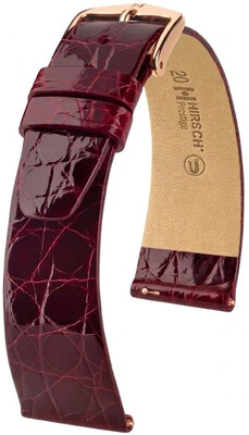 Leder-Uhrenarmband Hirsch Prestige L 02208060-7, rot, Krokodilleder, Länge L, Quick Release