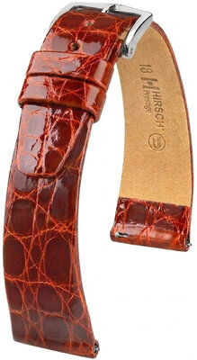 Leder-Uhrenarmband Hirsch Prestige L 02208070-2, braun, Krokodilleder, Länge L, Quick Release