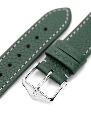 Leder-Uhrenarmband Hirsch Bologna M 01802140-2, grün, Kalbsleder, Länge M, Quick Release