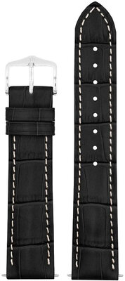 Leder-Uhrenarmband Hirsch Duke L 01028051-2, schwarz, Kalbsleder, Länge L, Quick Release