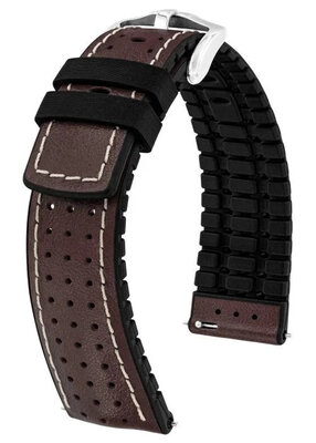 Leder-Uhrenarmband Hirsch Tiger L 0915002010-2, braun, Kalbsleder, Länge L, Quick Release