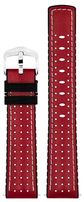 Leder-Uhrenarmband Hirsch Tiger L 0915002020-2, rot, Kalbsleder, Länge L, Quick Release