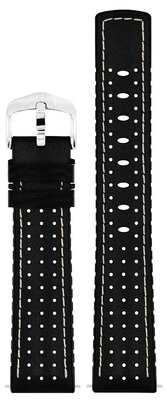 Leder-Uhrenarmband Hirsch Tiger L 0915002050-2, schwarz, Kalbsleder, Länge L, Quick Release