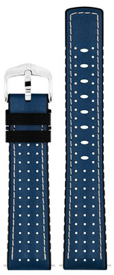 Leder-Uhrenarmband Hirsch Tiger L 0915002080-2, blau, Kalbsleder, Länge L, Quick Release