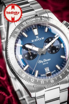 Edox SkyDiver Chronograph Quarz 10116-3-buidn Limited Edition 1000pcs ( + Ersatzarmband )