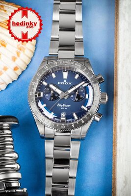 Edox SkyDiver Chronograph Quarz 10116-3-buidn Limited Edition 1000pcs ( + Ersatzarmband )